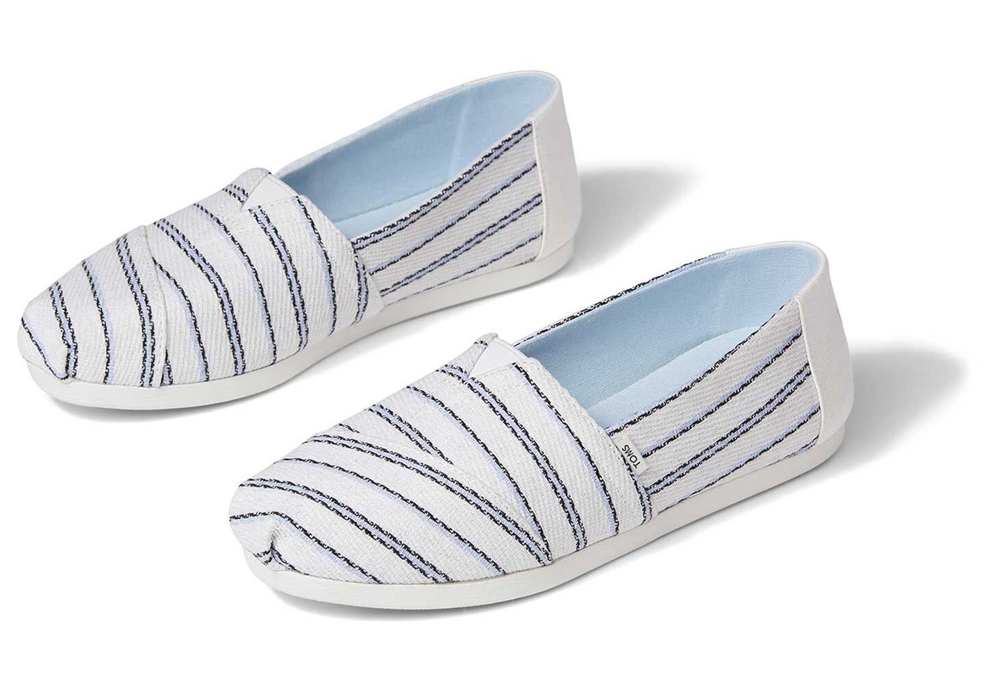 Toms Espadryle Damskie Białe - Alpargata Textured Stripe - 90JBYVTHW